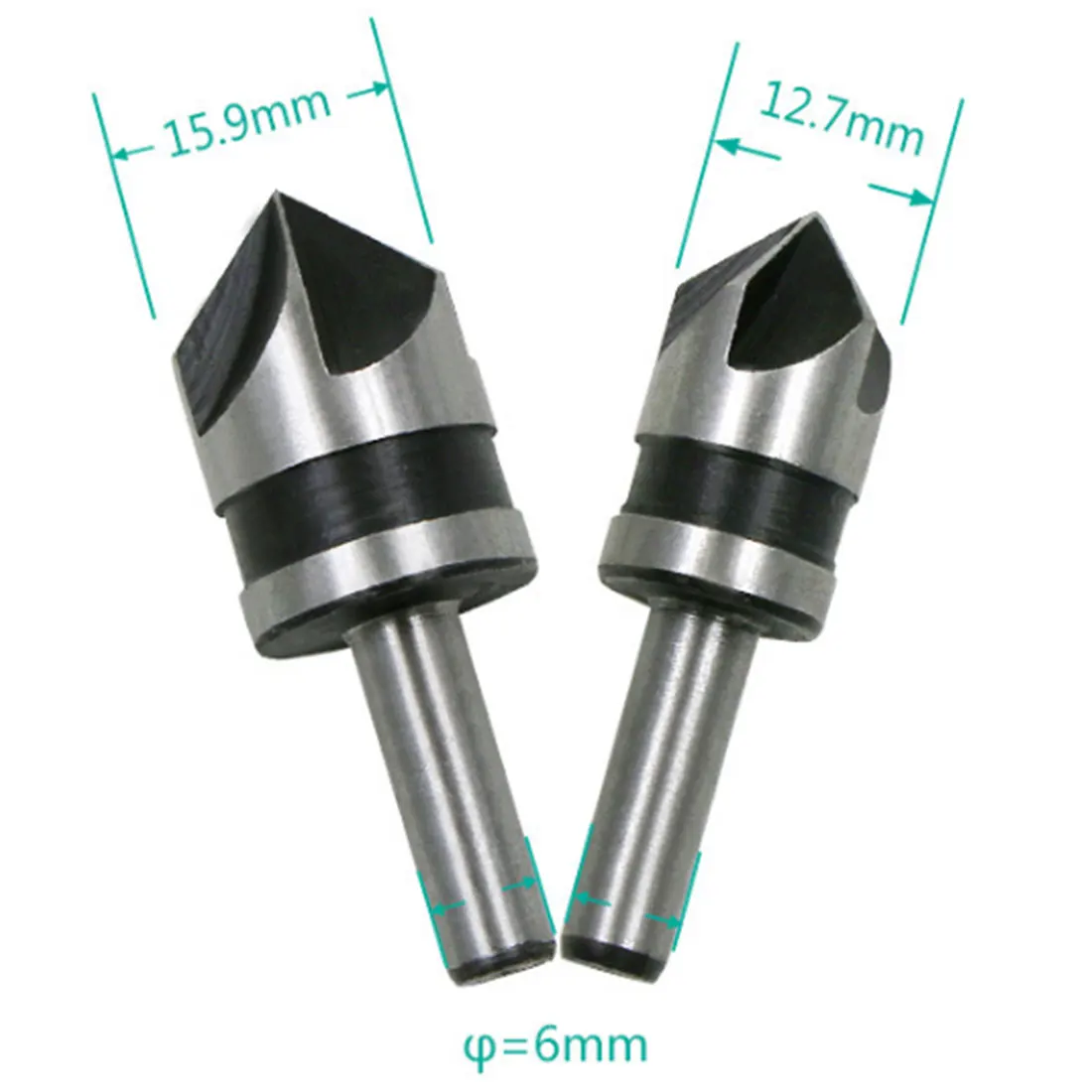 1/2-5/8 2pcs 5 Flute Countersink Drill Bit HSS 82 Degree Point Angle Chamfer Chamfering Cutter 1/4" Round Shank For Power Tool