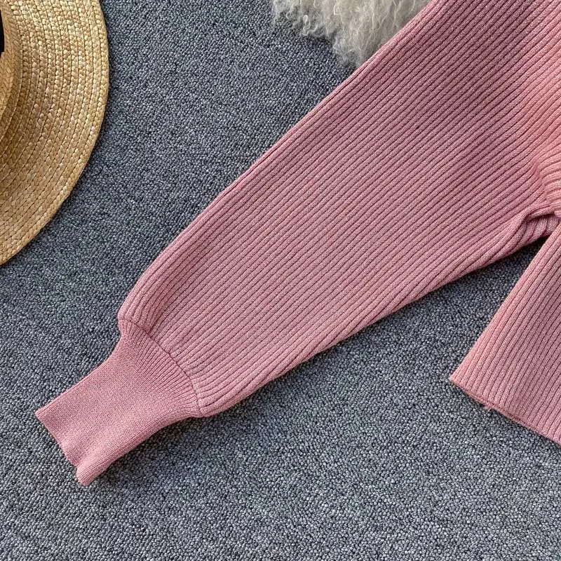 NiceMix, женский модный вязаный комплект из 2 предметов, длинный рукав, Однотонный свитер, топы+ эластичная талия, юбка А-силуэта, женские комплекты одежды