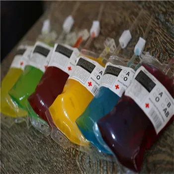 

1 Pcs Clear Food Grade PVC Material Reusable Blood Energy Drink Bag Halloween Pouch Props Vampire New