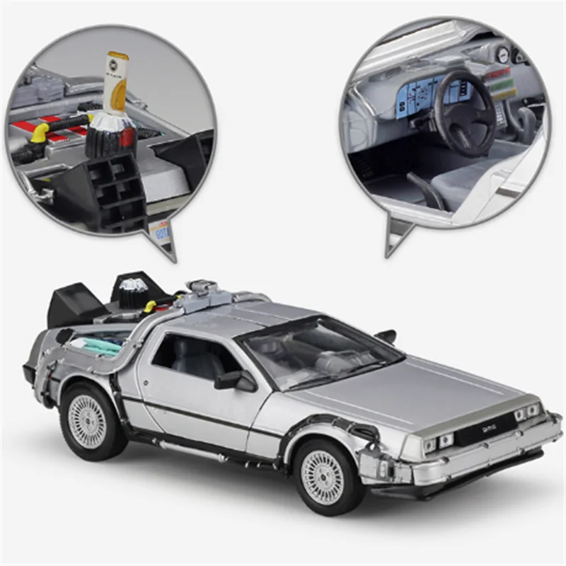 Коллекция 1:24 шкала литья под давлением модель автомобиля игрушка Назад в будущее I/II/III/летная версия DeLorean time machine дисплей