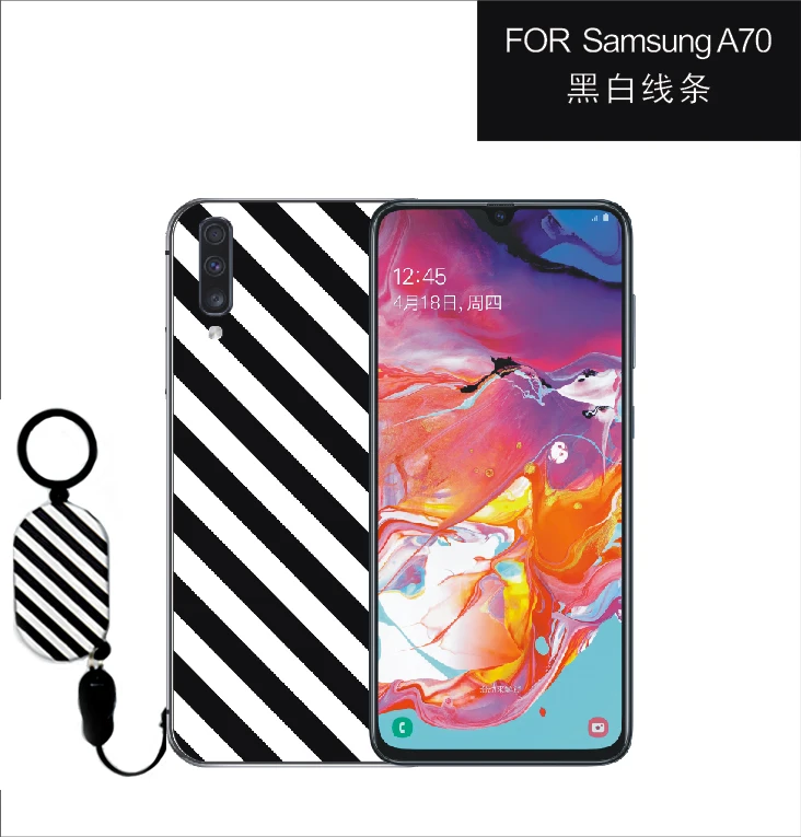 Черный, белый чехол для samsung Galaxy A80 A70 A50 A30 A20 A10 A 10 50 70 A30S с волнистыми точками и полосками для девушек и женщин, чехол на заднюю панель - Цвет: stripe