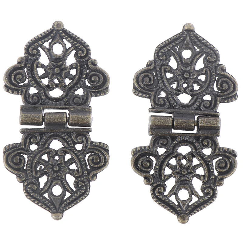 

2pcs 24*54mm Chinese Furniture Hardware Vintage Alloy Hollow Flower Hinge Metal Hinges Cabinet Door Butt Hinges For DIY Box