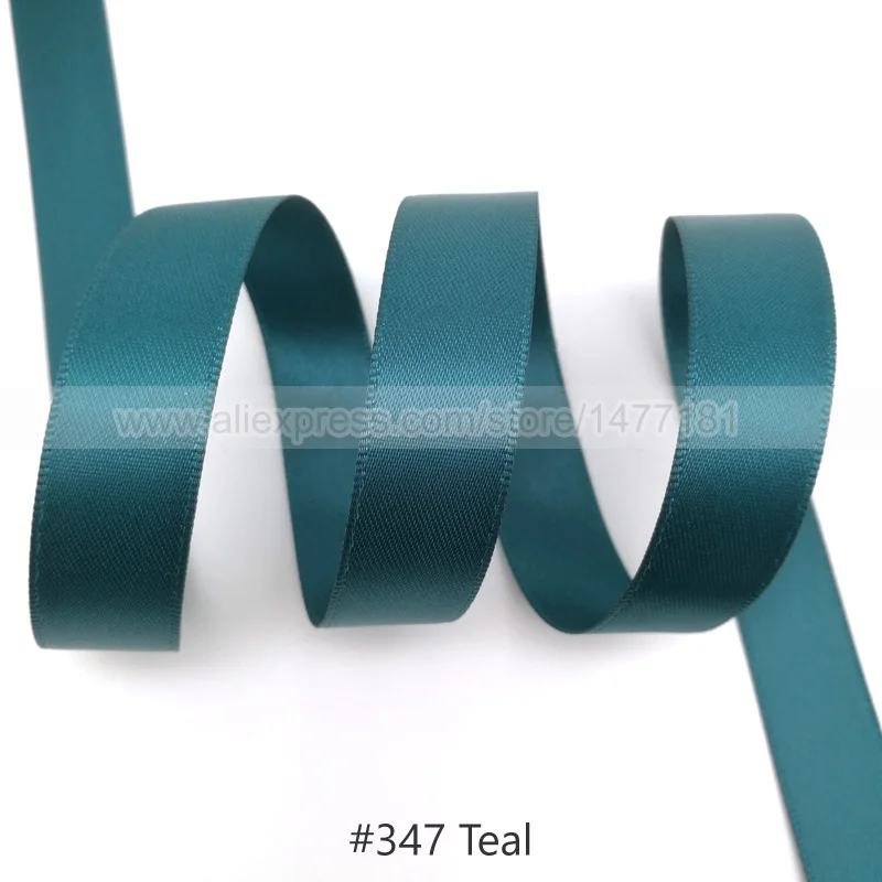 347 Teal 25 Yards) 6 9 16 25 38 50 мм атласная лента Двусторонняя лента высокого качества полиэстер Двусторонняя лента банты изготовление тканей - Цвет: 347 Teal