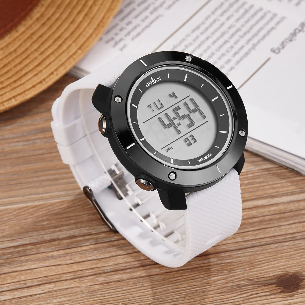OHSEN Chrono, мужские часы, модные спортивные цифровые мужские наручные часы, будильник, отображение даты, электронные мужские часы, водонепроницаемые мужские часы