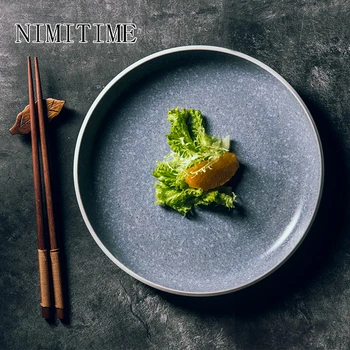 

1PCNIMITIME Ceramic Simple Japanese Food Plate Rice Plate Large Restaurant Hotel Ceramic Breakfast Pplate Vegetable Dinner Plate