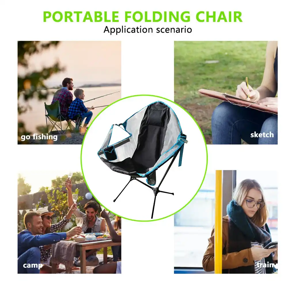 Pliante dossier haut chaise appui-tête pleine taille Portable Extérieur Camping Siège Rembourré