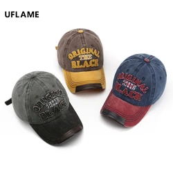 UFMALE Men's Cap Imitate Ancient Washed Baseball Cap Letter Embroidery Snapback Cap Visor Hat Bone Unisex Trucker Cap Gorros