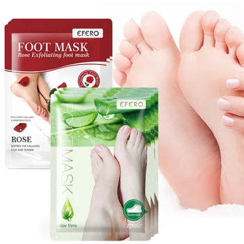 

4pair Exfoliating Foot Mask Aloe Rose Moisture Pedicure Socks Dead Skin Whitening Feet Peeling Mask Smooth Feet Care Foot Patch