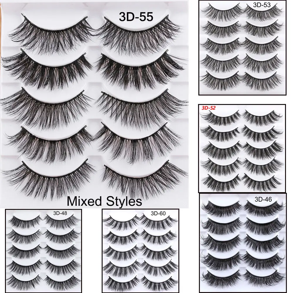 

5 Pairs Fake Eyelashes Handmade Soft 3D Mink Hair False Lashes Natural Long Thick Wispy Makeup Lashes Extension Tools Wimpers