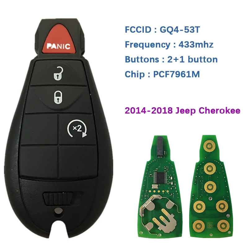 CN086021 Origianl 4 Button Remote Fobik Key For 2014- 2018 Jeep Cherokee With 433Mhz FCCID Number GQ4-53T PCF7961M Chip