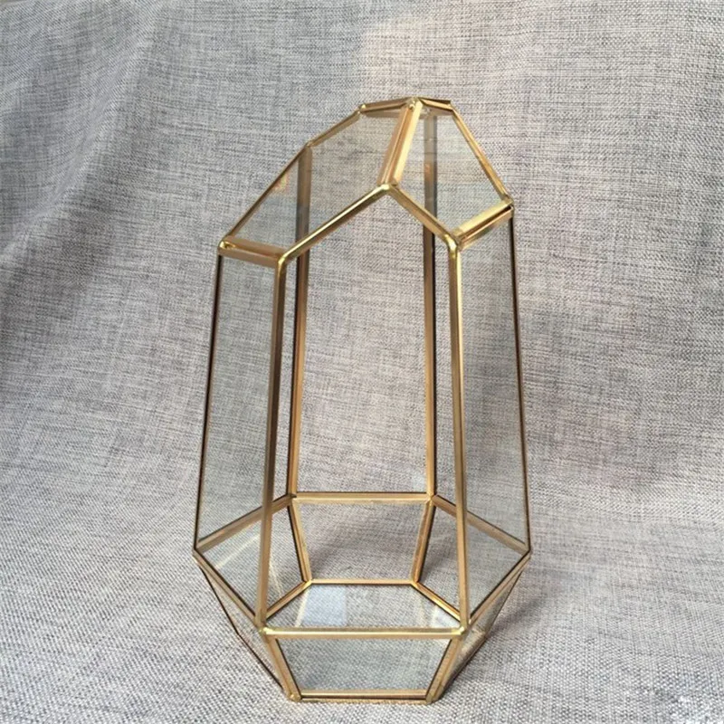 Geometric Irregular Glass Terrariums Tabletop Miniature Garden Vase Quartz Shape Solder Green House Plant  Home Decorating 6