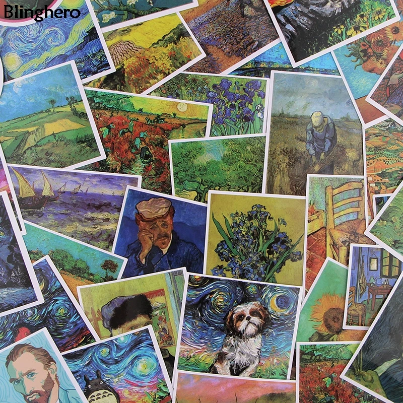 Наклейки Blinghero Van Gogh 36 шт./компл. живописные наклейки канцелярские для ноутбука