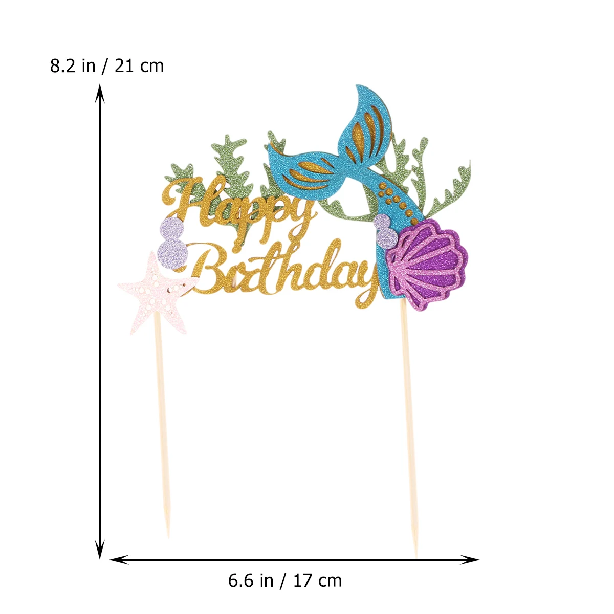 49pcs Cake Ornaments Birthday Mermaid Theme Decorative Celebrative Cake Toppers Party Supplies Cake Ornaments for Kids