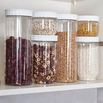 

Kitchen Transparent Food Storage Container With Lids Sealing Pot Cereal Grain Bean Rice Sealed Plastic Milk Powder Jar