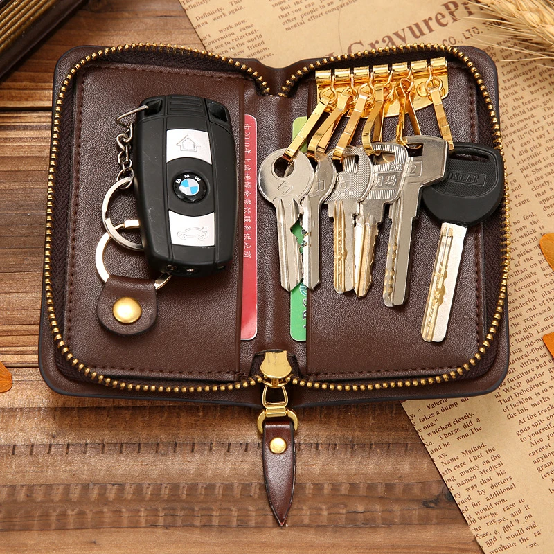Кожаный мужской держатель для ключей и женщин, чехол для ключей, кошелек для монет, многофункциональная модная ключница, сумка для ключей, Органайзер