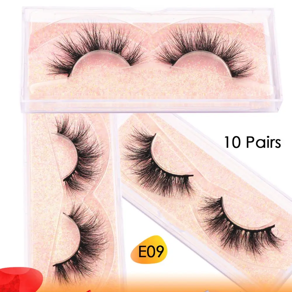 

10 pairs 3D Mink Eyelashes Long Lasting Mink Lashes Natural Dramatic Volume Eyelashes Extension Thick Long 3D False Eyelash E09
