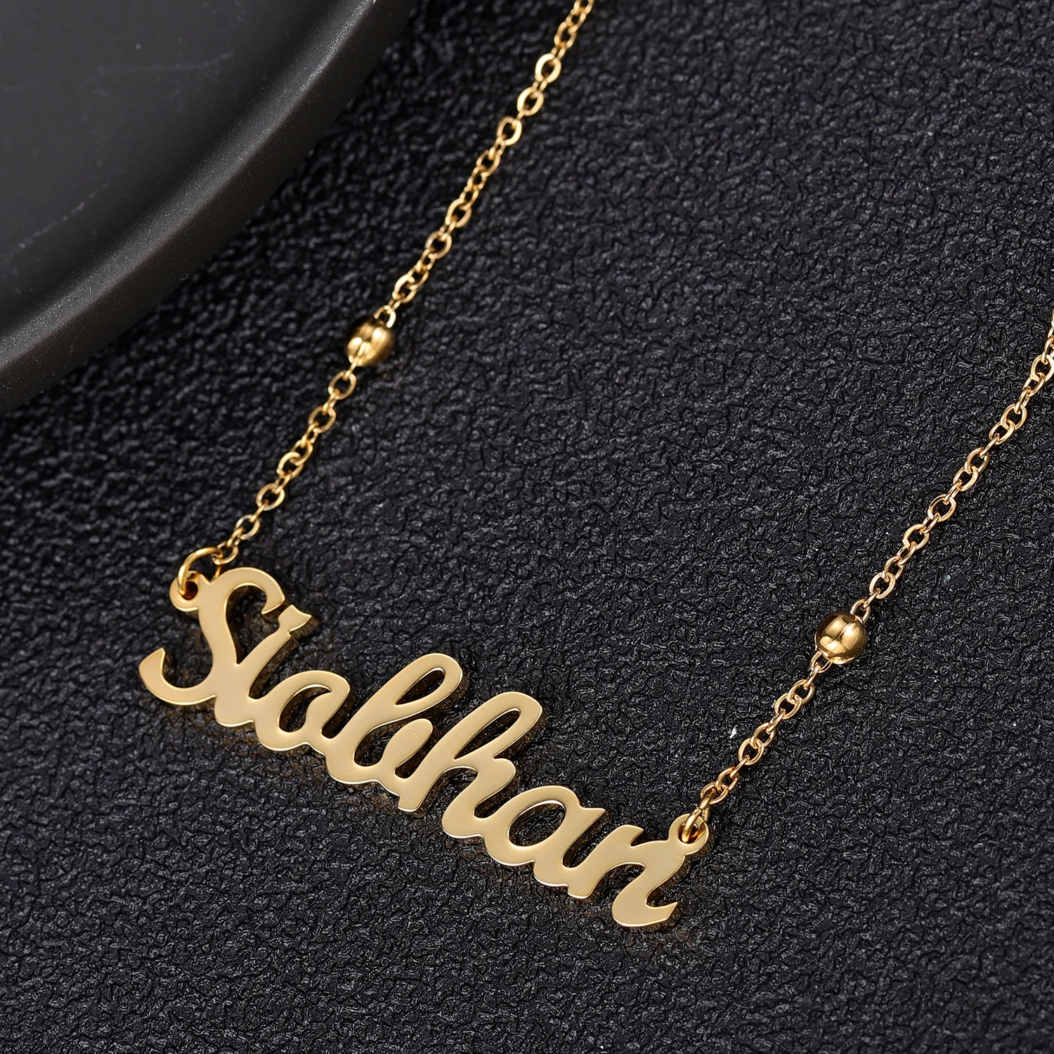 Customizable Name Necklace With Bead 