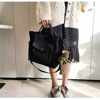 

2019 New Style Canvas Bag Fashion Simple Shoulder Bag Campus Fresh Shoulder Bag Large Capacity Bag. Pendant 5 Yuan