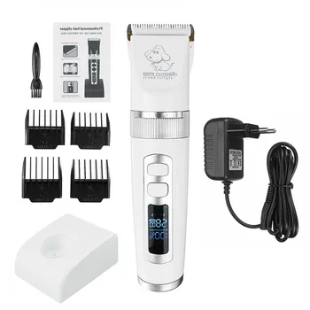 

2000mAh Electric Chargeable Pet Cat Dog Hair Trimmer 3 Gear 5 Speed LED Low Noise Dog Grooming Clipper Shaver Set +4 Limit Combs