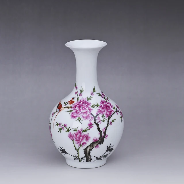 Jingdezhen Peach Flower Ceramic Vase Living Room Decoration Crafts of Small Flower Arrangement Vase 5