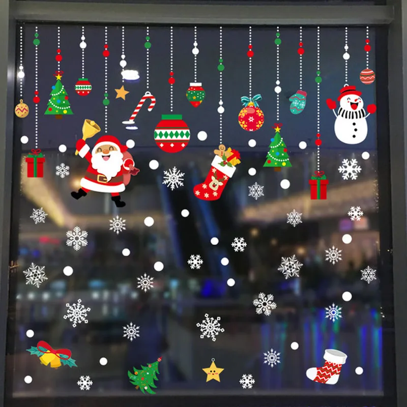 Noel shopwindow наклейки navidad Рождество Орнамент шоу окно наклейка на стену новый год