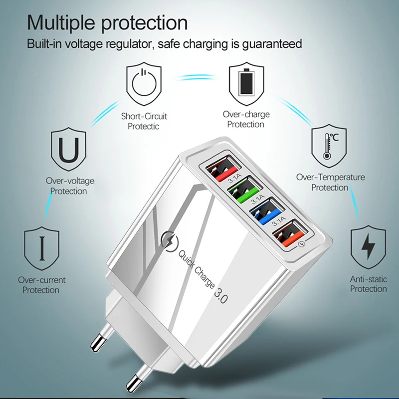 Быстрая зарядка USB 3 0 для iPhone X 18 Вт настенное зарядное устройство быстрая Samsung S20