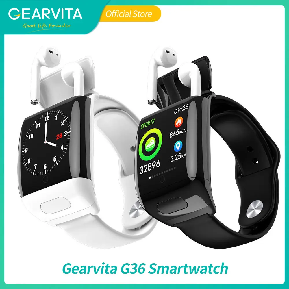 

G36 Smart Watch with TWS true Wireless Bluetooth Earphone music Earbud Torntisc L16 ECG Heart rate Blood Pressure Smartwatch