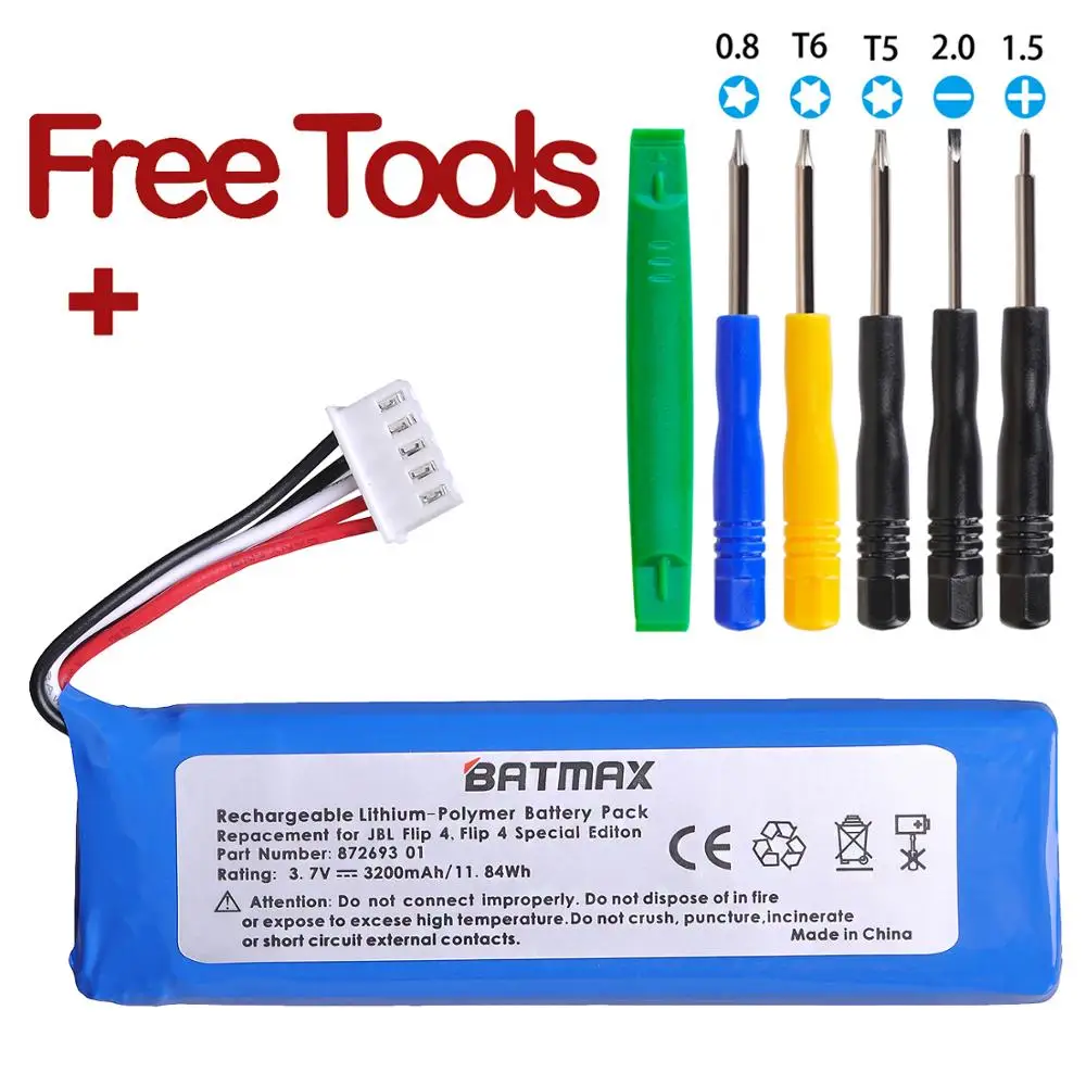 Batmax-Batería de 3,7 V 3200mAh GSP872693 01 + herramientas para batería JBL Flip 4, Flip 4, edición especial, 1 ud.