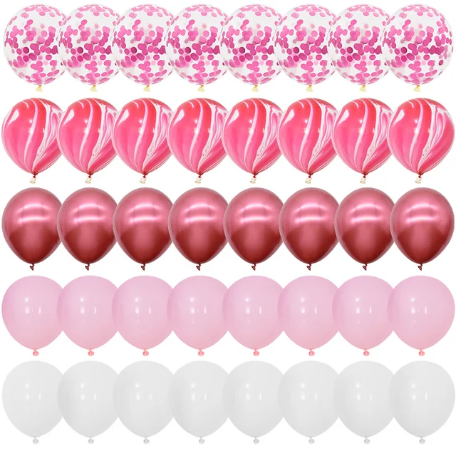 40Pcs Blue Balloons Set Agate Marble Metallic Confetti Balloon for Kids Birthday Party Baby Shower Graduation Decoration Wedding Set6