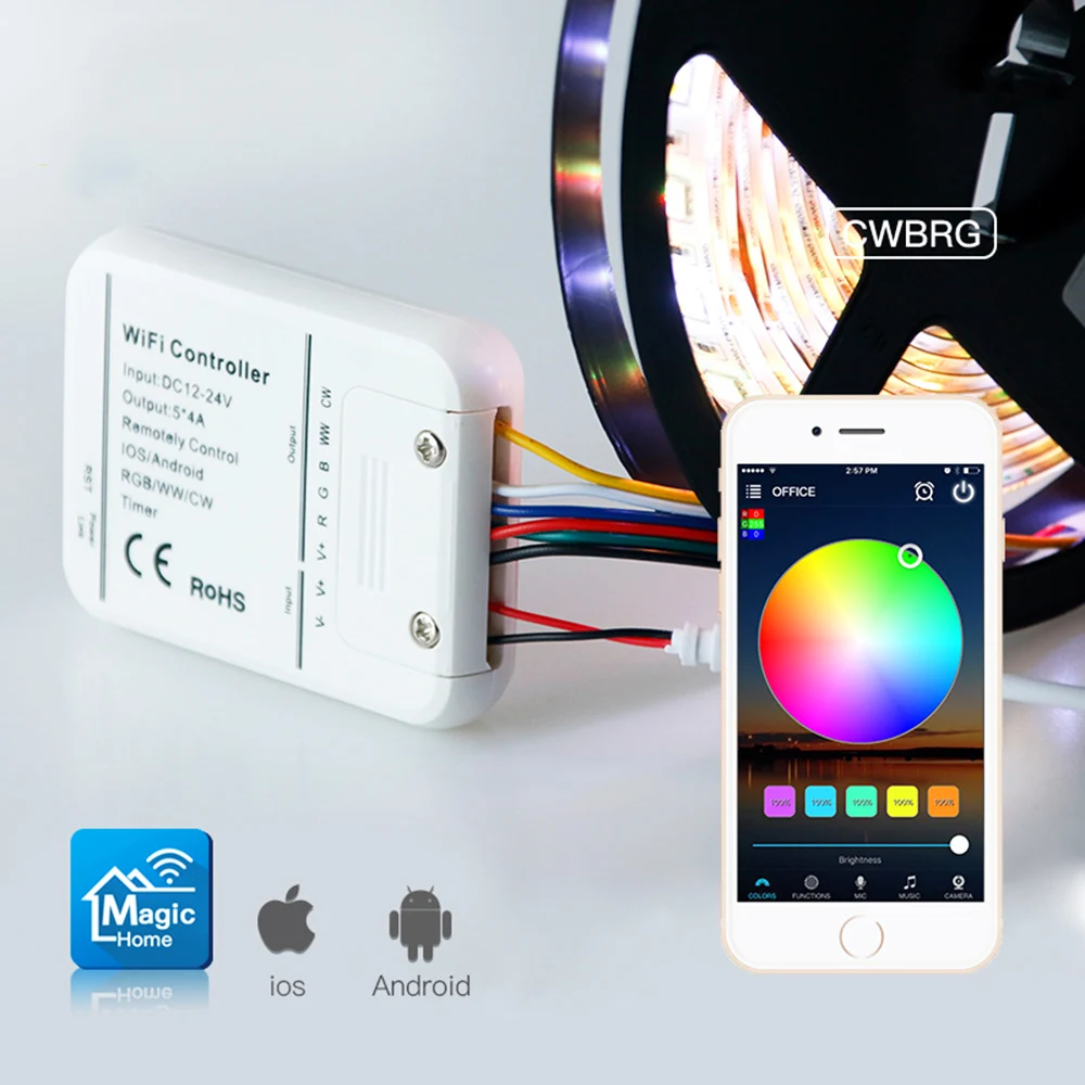 BSOD, со светодиодом управления Лер wifi RGB/RGBW Wi-Fi светодиодный контроллер DC 12-24 В для IOS и программное обеспечение для Andriod, функция группового управления, Режим музыки