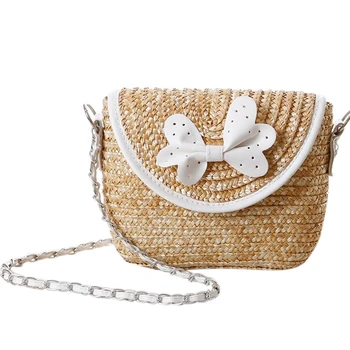 

Straw Bag Popular Women Handbag Girl Lady Small Chain Crossbody Shoulder Messenger Bag with Bow Straw Bag