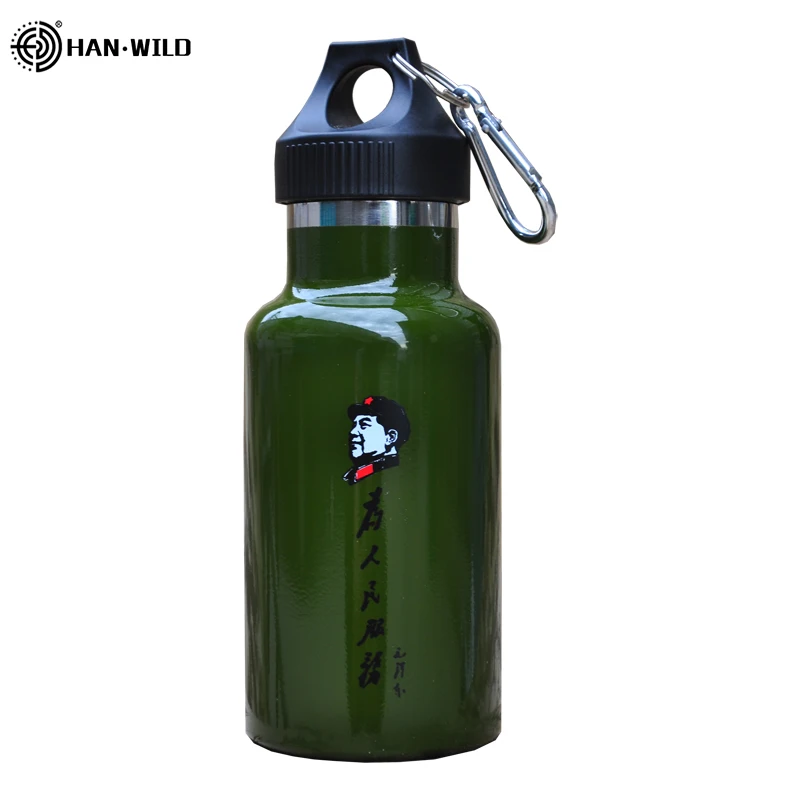 HAN WILD 600 мл Термос изолированный портативный бутылка для воды из нержавеющей стали спортивные бутылки вакуумные фляги военные вакуумные бутылки для воды - Цвет: 350ml