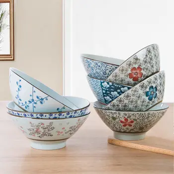 

Japanese-style Noodle Bowl Household Ceramic Large Noodle Bowl Large Bowl Soup Bowl Anti-scalding Eating Noodle Bowl Salad Bowl