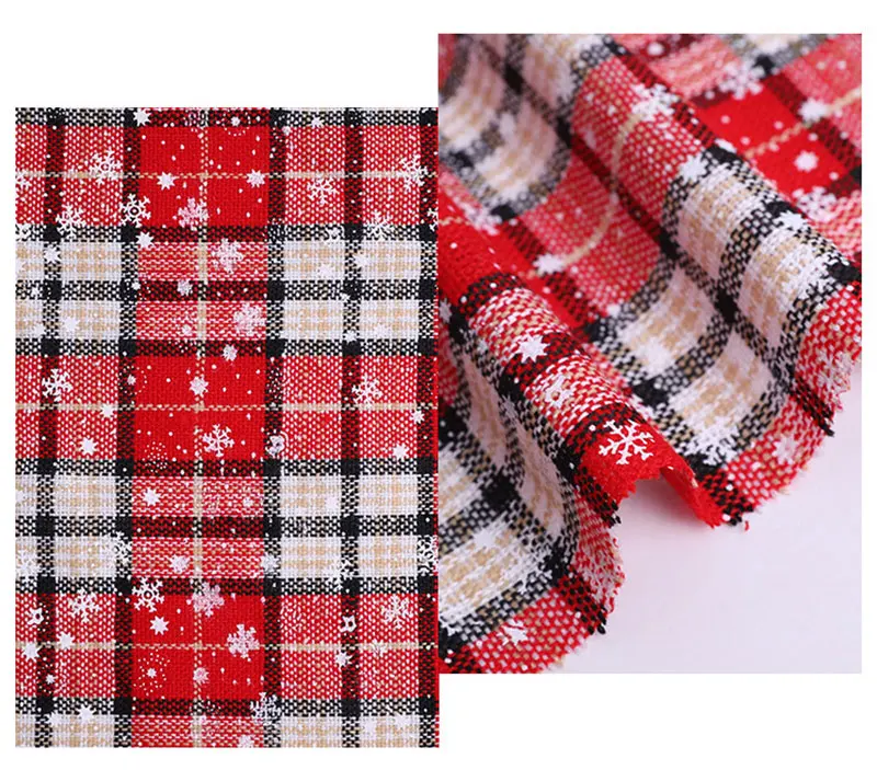 Рождественская ткань полиэстер хлопок вязаная ткань Снежинка печать Кашемир плед ткань для Рождественского украшения DIY платье