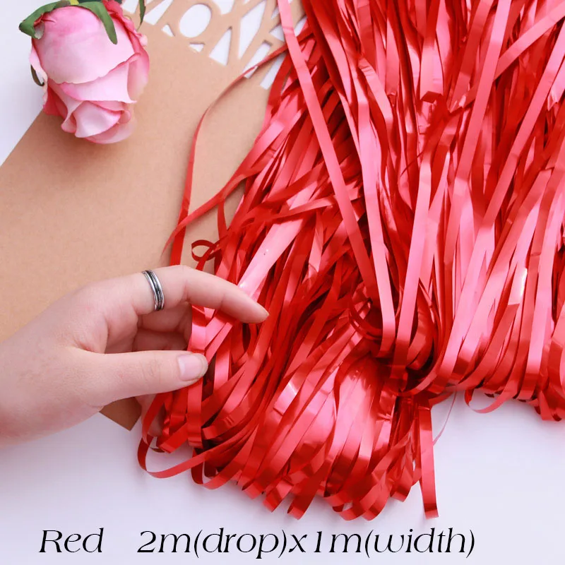 glossy red Для взрослых и детей, для дня рождения, украшения, фон, занавеска, золотой, с днем рождения, воздушный шар, фольга, дождевая занавеска, вечерние, для детского душа, украшение - Цвет: glossy red