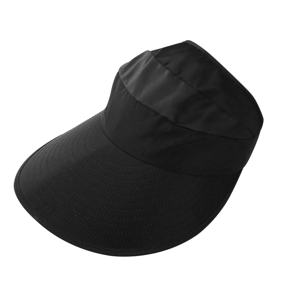 Black Модные женские летние шляпы от солнца, козырек от солнца, шляпа от солнца с большими головками, Пляжная шапка, шапочка, Панама, шапка, зимние шапки для женщин, шапка - Цвет: Black