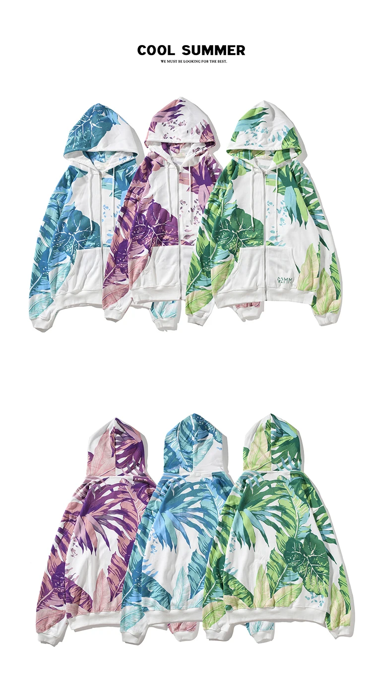 Hip Hop Banana leaf Hoodies Mens Autumn Casual Pullover Sweats Hoodie Male Fashion Skateboards zipper Sweatshirts