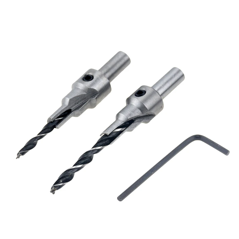 

2pcs Countersink Drilling 3 Steps Pilot Drill Bits Set Reamer Screw Wood Window Hinge Hole Saw Chamfer 4 6 5 7mm steps 8mm Shank