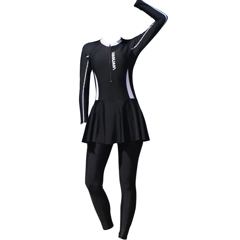 Women Long Sleeve Muslim Swimwear Islamic Swimming Suit Bathing Suit Modest Swimsuit With Skirt Borkini Mujer Islamico