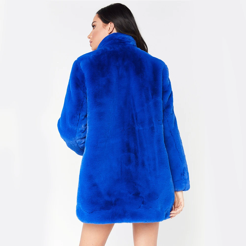 Зимнее меховое пальто для женщин, толстое теплое свободное плюшевое пальто из искусственного меха, женское однотонное пушистое пальто с длинными рукавами, куртки размера плюс 4XL