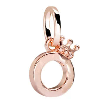 

New 925 Sterling Silver Bead Charm Rose Gold Open Centre Crown O Necklace Pendant Beads Fit Original Bracelet Bangle Diy Jewelry