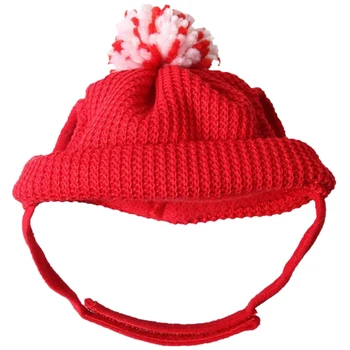

Pet Dog Hat Teddy Hat Festive Holiday Cat Accessories Pomeranian Warm Wool HatPet Dog Hat (Red)