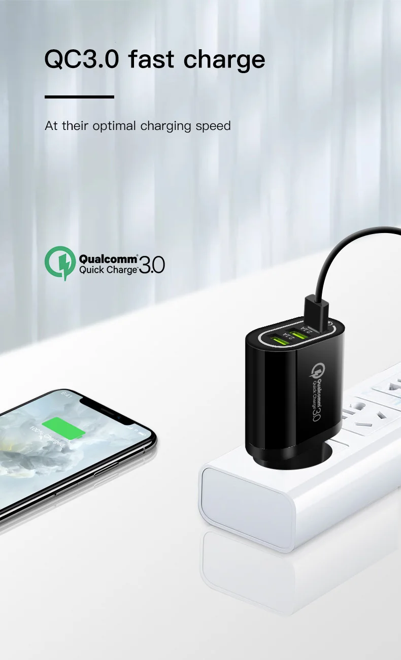 IONCT QC 3,0 Универсальное зарядное устройство USB быстрое зарядное устройство для iPhone X XS Max XR 8 Plus быстрое зарядное устройство для Samsung huawei Xiaomi