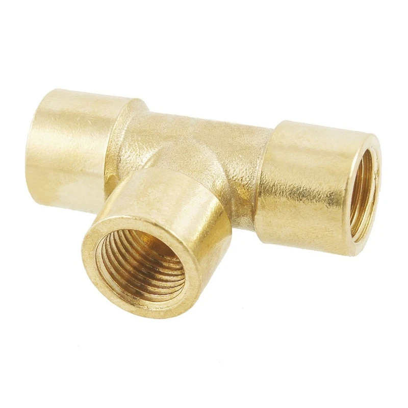 

1/4" Female Thread 3 Way T Shaped Equal Tee Coupling Brass Pipe Fitting Adapter