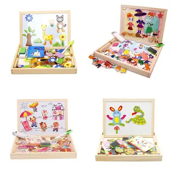 

Children's Toys Wooden Jigsaw Imposition Animal Fight Spell Music Double-sided Magnetic Drawing Board Children's Puzzle