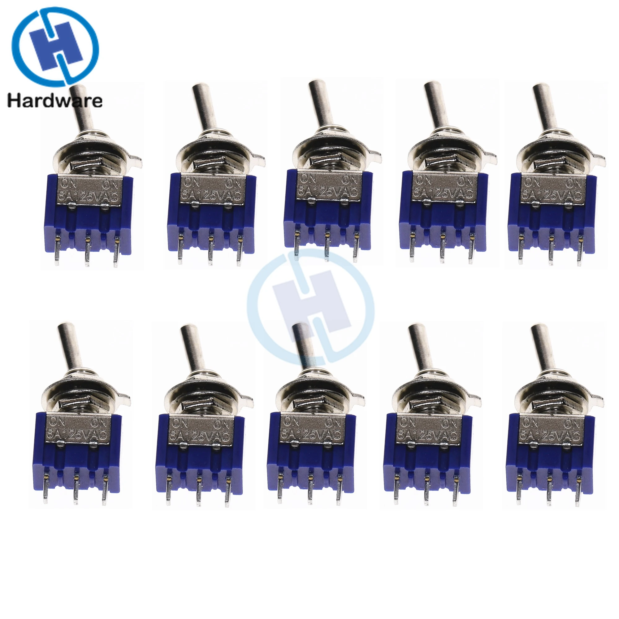 10pc/5pc Miniature Toggle Switch Single Pole Double Throw Spdt Dpdt Onoffon Onon 120vac 6a 1/