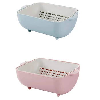 

Multifunction Kitchen Strainer,Double Layer Draining Basket Bowl Kitchen Washing Strainer for Fruits Vegetables Cleaning Mixing