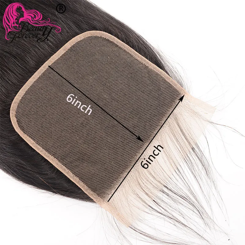 Beauty forever бразильские прямые волосы на шнурках remy 6*6 Часть Закрытие человеческих волос 10-18 дюймов