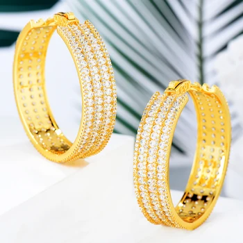 

SISCATHY 2020 New Trendy CZ Women Hoop Earrings Romantic Jewelry High Quality Luxury Cubic Zirconia Earrings Gold Color Fashion