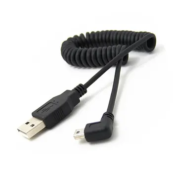 

Right Angled 90 Degree Spiral Coiled Adapter Cord Cable USB 2.0 a Male 1pc to Mini USB 5 Pin for MP3 Players Digital Cameras CCC